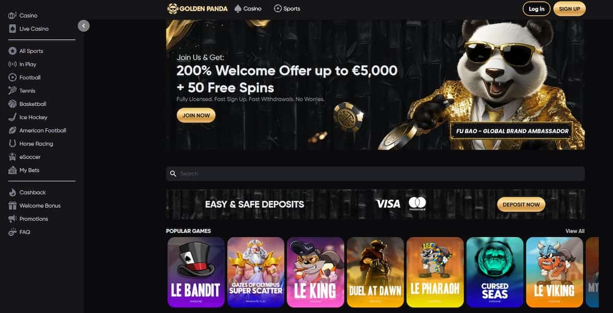 Golden Panda Casino: Speels, Vriendelijk en Verrassend Fair